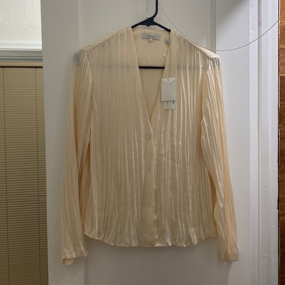 Vince cream silk button down blouse